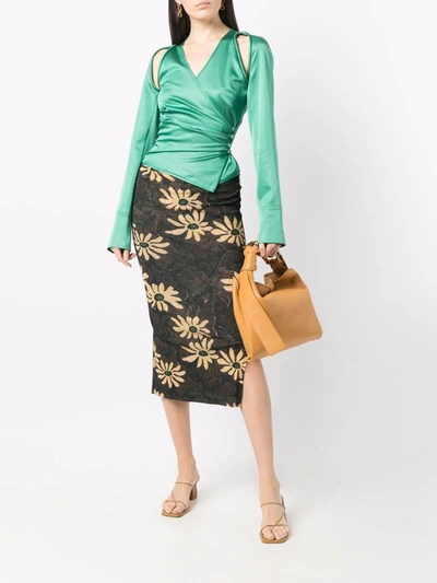 Nanushka Mado Wrap Top With Cutouts In Grün