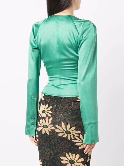 Nanushka Mado Wrap Top With Cutouts In Grün