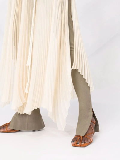Shop Nanushka Wrap-style Asymmetric Pleated Skirt In Nude