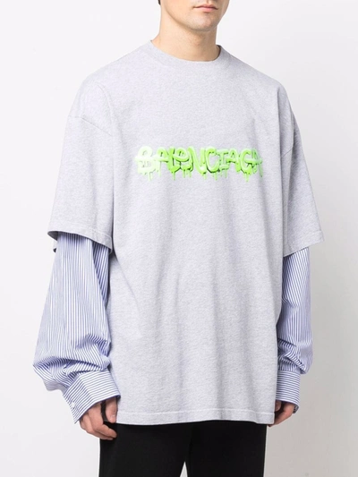 Shop Balenciaga Slime Layered-sleeves T-shirt In Grau