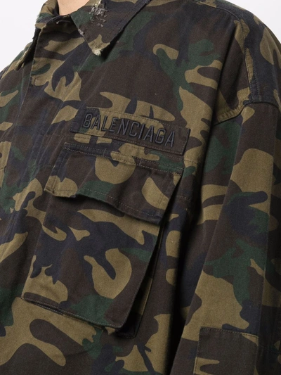 Shop Balenciaga Camouflage-print Oversized Jacket In Grün