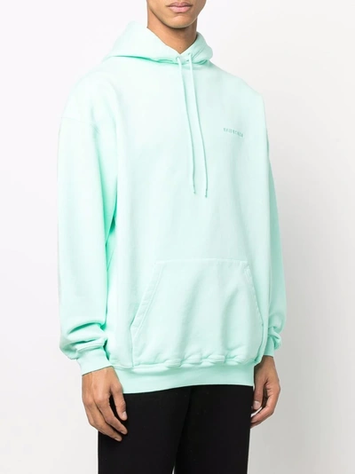 Shop Balenciaga Embroidered Logo Oversized-fit Hoodie In Green