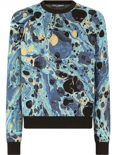 Shop Dolce & Gabbana Graphic-print Crewneck Sweatshirt In Blau