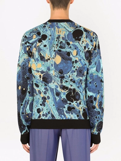 Shop Dolce & Gabbana Graphic-print Crewneck Sweatshirt In Blau