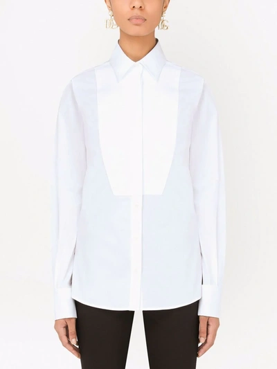 Dolce & Gabbana Tailored Shirt With Collared Neck And Buttoned Cuffs In Weiss