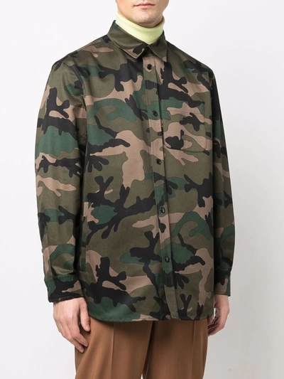 Valentino Camouflage Shirt Jacket In Brown