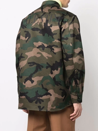 Shop Valentino Camouflage Shirt Jacket In Grün