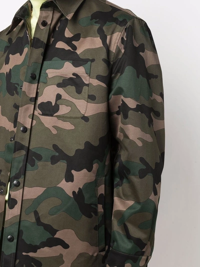 Shop Valentino Camouflage Shirt Jacket In Grün
