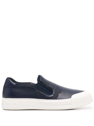Ferragamo Gancini Slip-on Sneakers In Blau