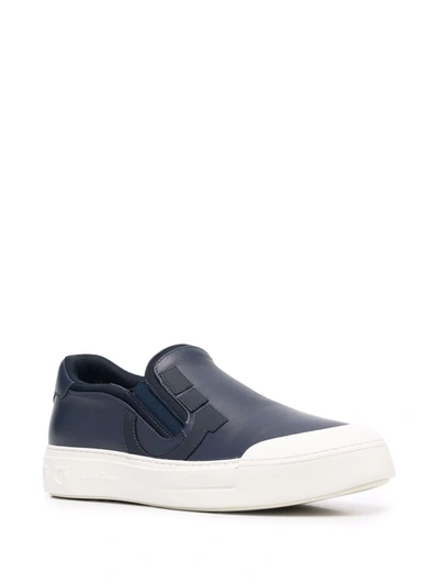 Ferragamo Gancini Slip-on Sneakers In Blau