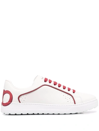 Ferragamo Manhattan Gancini-print Sneakers In White