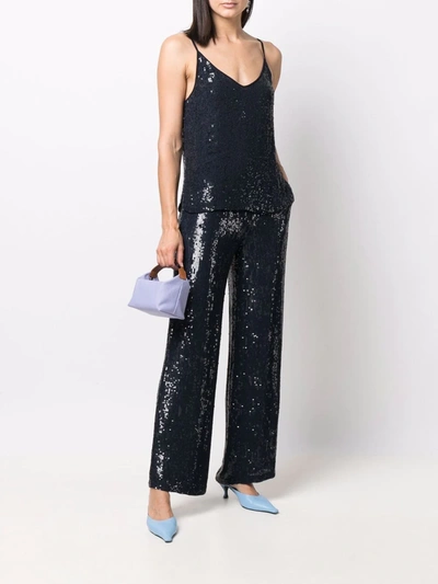 P.a.r.o.s.h Sequined Wide-leg Trousers In Blau