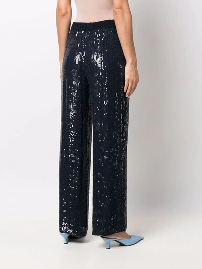 P.a.r.o.s.h Sequined Wide-leg Trousers In Blau