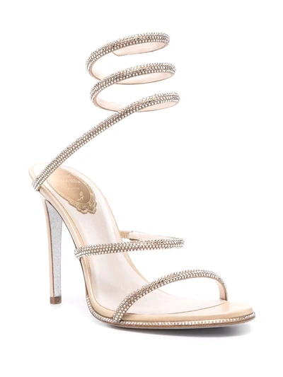 Shop René Caovilla Cleo Crystal-embellished Sandals In Nude