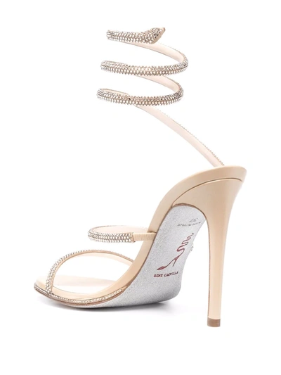 Shop René Caovilla Cleo Crystal-embellished Sandals In Nude