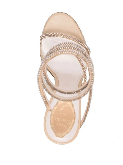 Shop René Caovilla Cleo Crystal-embellished Sandals In Nude