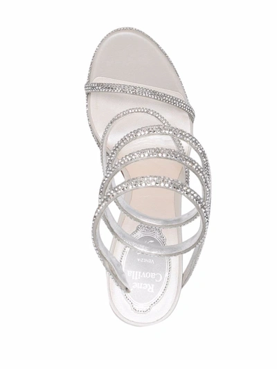 Shop René Caovilla Cleo Crystal-embellished Sandals In Grau