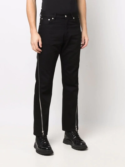 Shop Alexander Mcqueen Mid-rise Straight-leg Trousers In Black