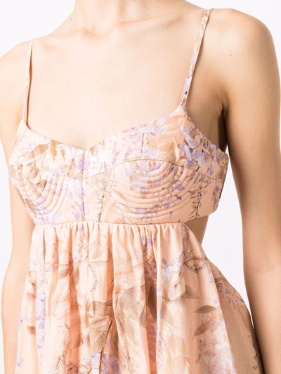 Shop Zimmermann Rosa Bralette Midi Dress In Nude