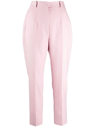 Shop Alexander Mcqueen Cropped Tailored Trousers In Rosa