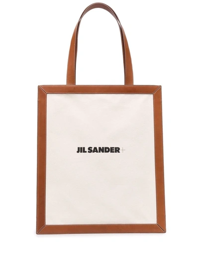 Shop Jil Sander Logo-print Tote Bag In Nude