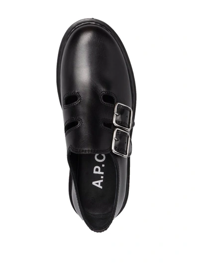 Shop Apc Side-buckle Detail Brogues In Schwarz