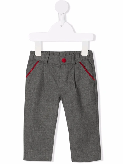 Shop Patachou Straight Flannel Trousers In Grey