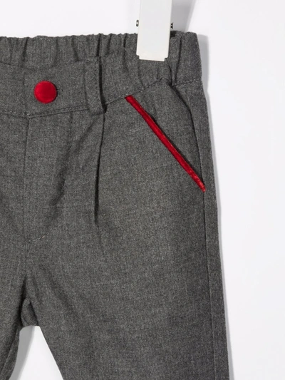 Shop Patachou Straight Flannel Trousers In Grey