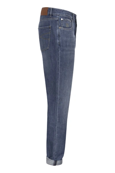 Shop Brunello Cucinelli Five-pocket Traditional Fit Trousers In Lightweight Denim In Medium Denim