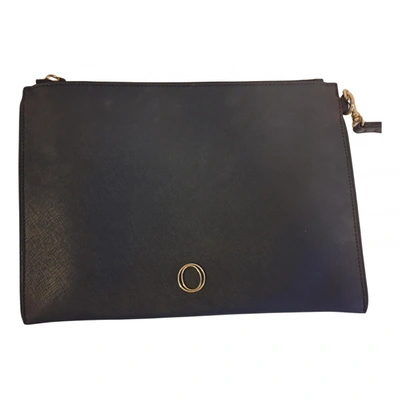 Pre-owned Oroton Leather Clutch Bag In Navy