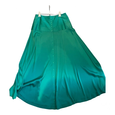 Pre-owned Catherine Malandrino Silk Maxi Dress In Green