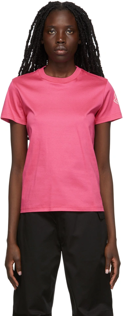 Shop Moncler Pink Logo T-shirt In 546 Pink