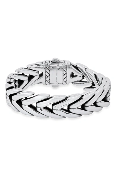 Shop Hmy Jewelry Heavy Oxidized Stainless Steel Chain Bracelet In Metallic