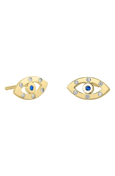 Shop Liza Schwartz Cz Evil Eye Stud Earrings In Gold