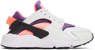 Shop Nike White Air Huarache Sneakers In White/purple-bright