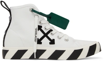 Shop Off-white White & Black Mid Vulcanized Sneakers In White+black