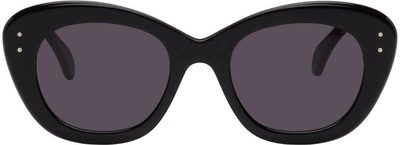 Shop Alaïa Black Stud Cat Eye Sunglasses In 001 Black