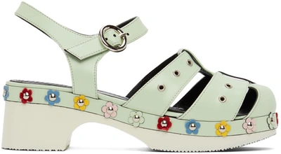Shop Nicole Saldaã±a Ssense Exclusive Green Flower Cici Sandals In Mint