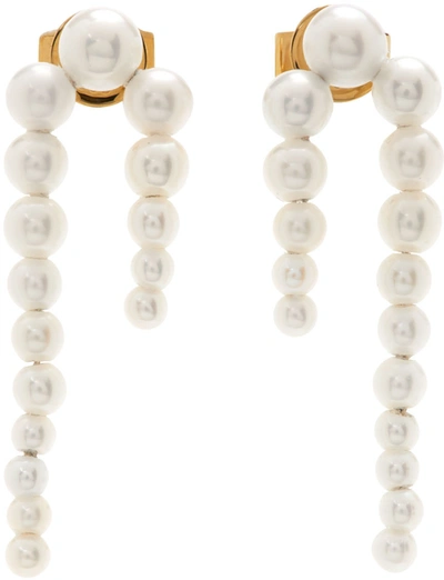Shop Sophie Bille Brahe Gold Pearl Petite Perle Nuit Earrings