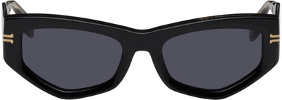 Shop Marc Jacobs Black 'the Icon' Rectanglar Sunglasses In 0807 Black