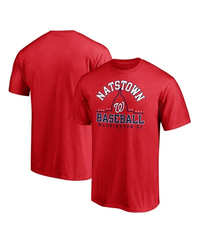 Shop Fanatics Men's  Red Washington Nationals Hometown Logo T-shirt