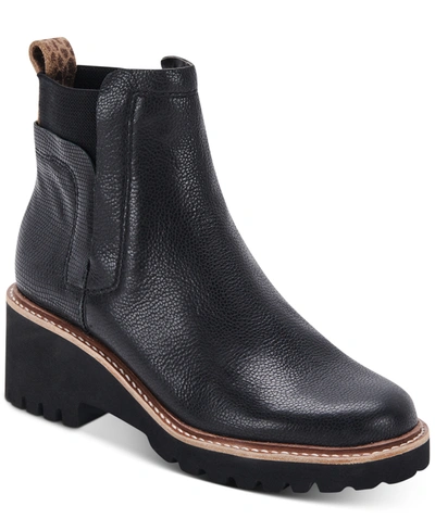 Shop Dolce Vita Huey H20 Wedge Chelsea Booties In Black Leather