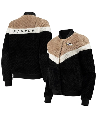 Shop G-iii 4her By Carl Banks Women's  Black, Cream Baltimore Ravens Riot Squad Sherpa Full-snap Jacket