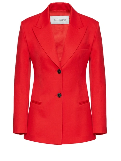 Shop Valentino Single-breasted Red Blazer