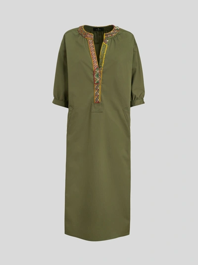 Shop Etro Embroidered Cotton Tunic Dress