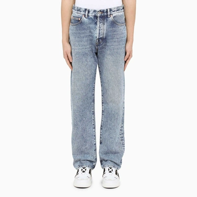 Shop Valentino Vlogo Print Regular Jeans In Blue