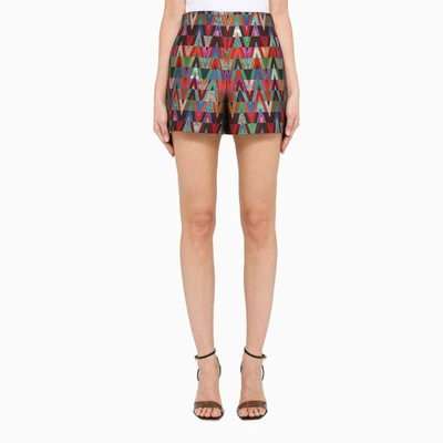 Shop Valentino Multicolour Jacquard Shorts In Multicolor