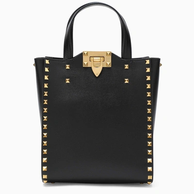 Shop Valentino Black Rockstud Alcove Tote Bag