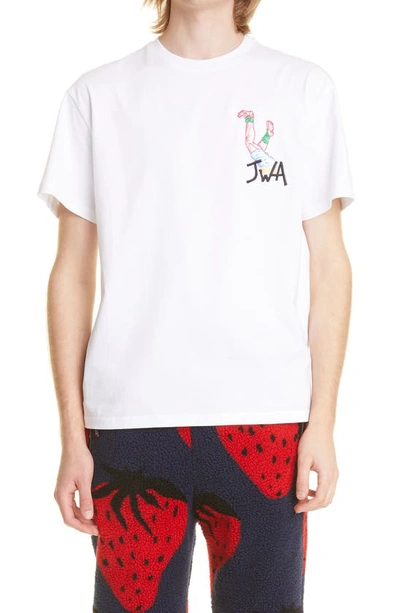 Shop Jw Anderson Embroidered Rugby Legs Graphic Tee In White