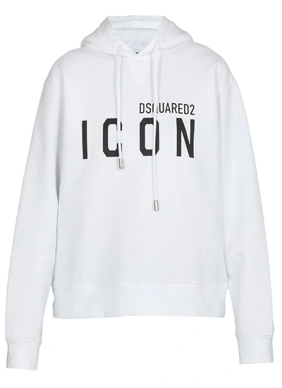 Shop Dsquared2 Icon Print Drawstring Hoodie In White